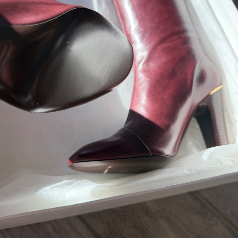 Marc Jacobs Knee-High Heeled Boots Bordeaux Size 7.5 (37.5) - Picture 2 of 6